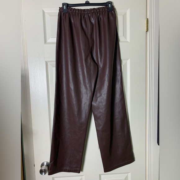 Rebecca Taylor | NWT Dark Brown Faux Leather Drawstring Waist Pants - Medium - Picture 3 of 7